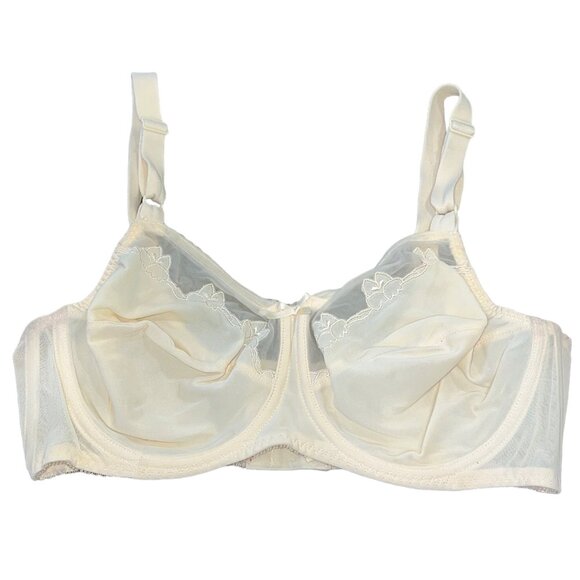 Bali Womens Underwire Bra 36D Beige Embroidered Nylon/Spandex - Picture 1 of 5